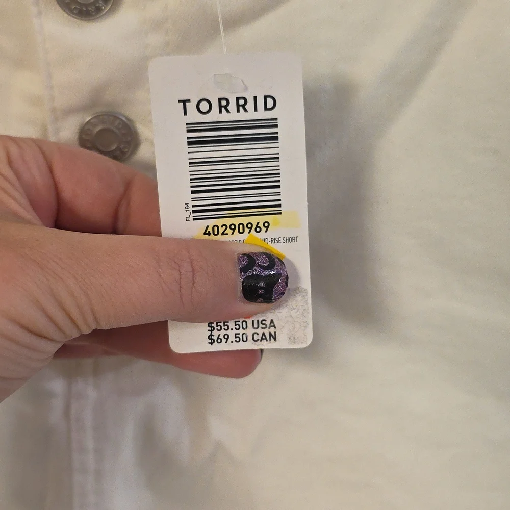 Torrid White Distressed Button-Fly Shorts - Picture 2 of 8